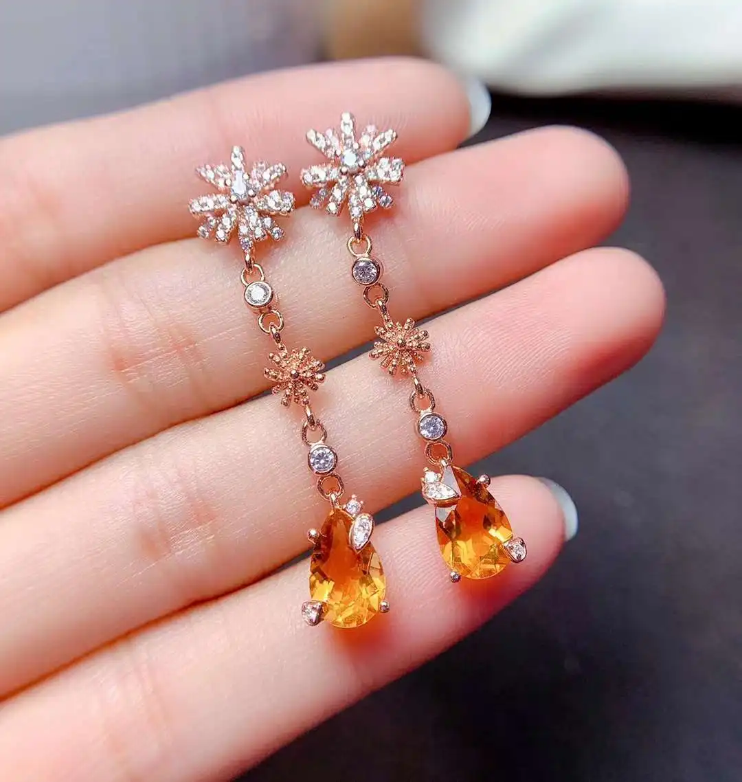 fashion long tassels snowflake natural yellow crystal drop earring S925 silver natural citrine earrings women party gift jewelry
fashion long tassels snowflake natural yellow crystal drop earring S925 silver natural citrine earrings women party gift jewelry