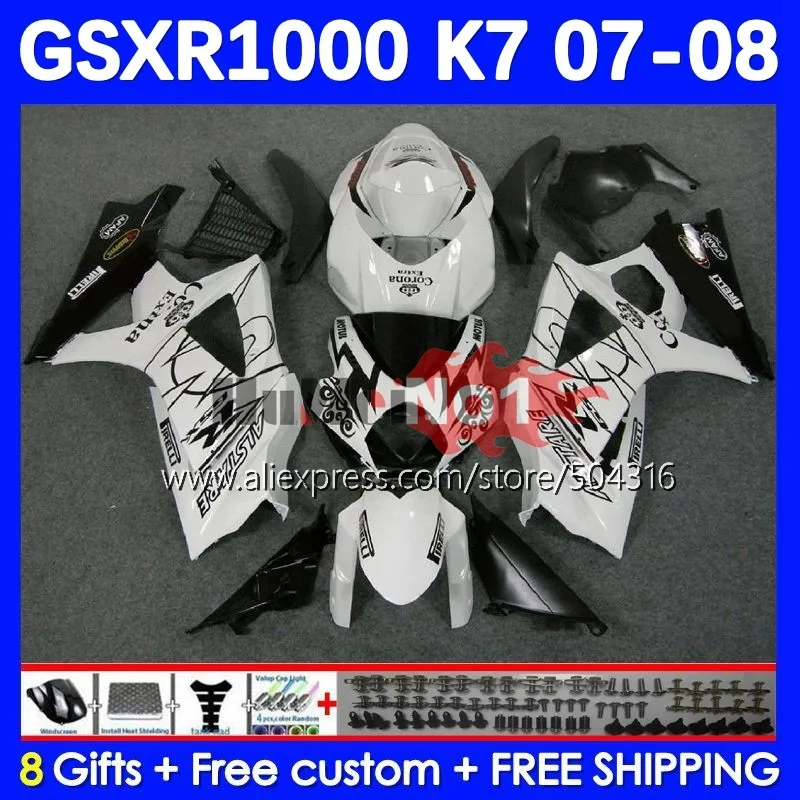 Body Kit For SUZUKI GSXR1000 K7 GSX-R1000 GSXR 1000 22No.12 1000CC GSXR-1000 GSX R1000 07 08 2007 2008 OEM Fairing glossy white
Body Kit For SUZUKI GSXR1000 K7 GSX-R1000 GSXR 1000 22No.12 1000CC GSXR-1000 GSX R1000 07 08 2007 2008 OEM Fairing glossy white