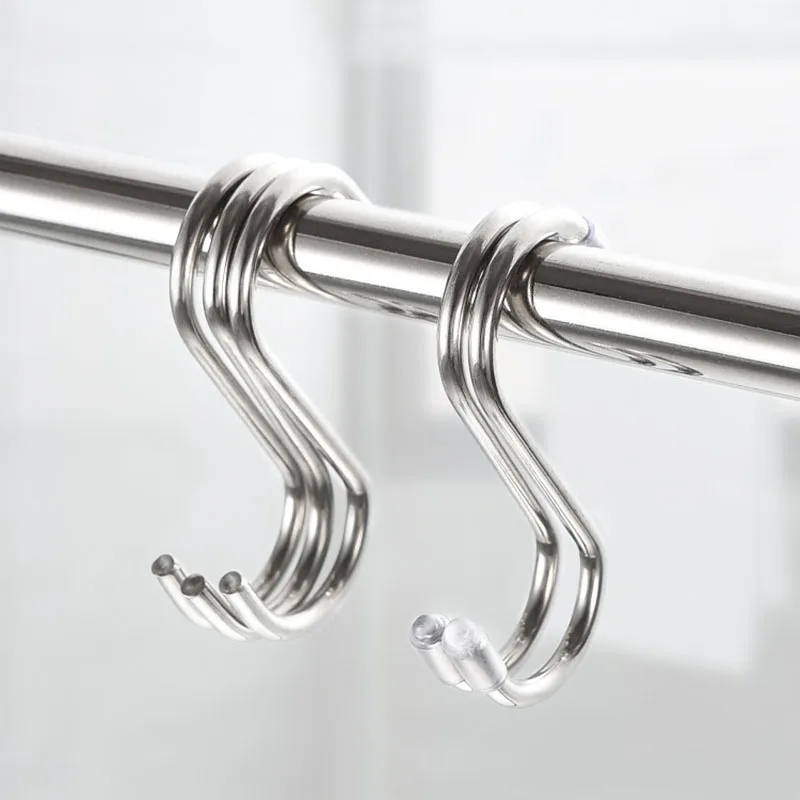 

5x Stainless Steel S-Shape Hook S Hanger home Kitchen Hanging Tools Bedroom Multi-function Railing Clasp Holder Hooks Storage R1