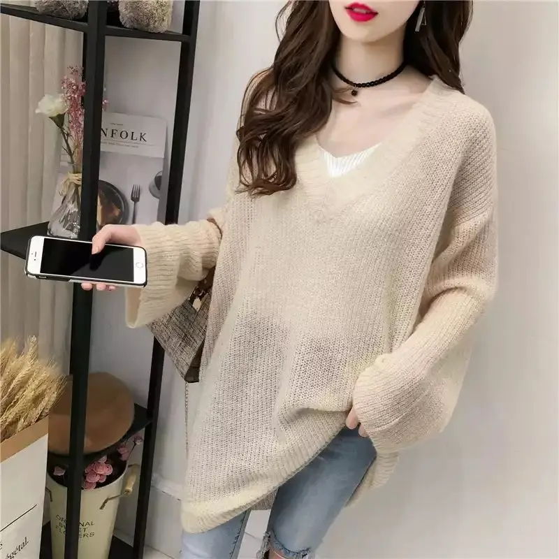 Woman Sweaters Pullover Hollow Sweater Women's Pullover Summer V-neck Top Loose Short Knitting Shirt Femme Chandails 4XL X243
Woman Sweaters Pullover Hollow Sweater Women's Pullover Summer V-neck Top Loose Short Knitting Shirt Femme Chandails 4XL X243