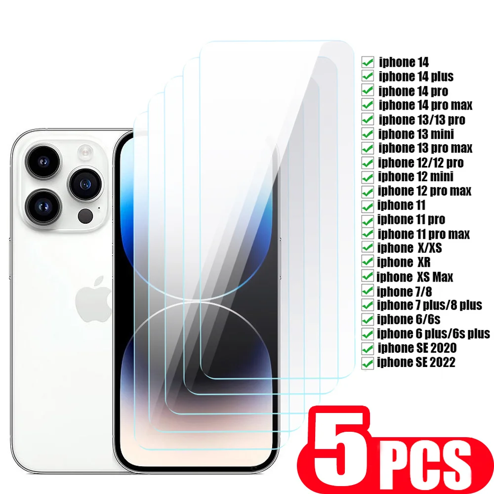 5Pcs Tempered Glass For iphone 13 14 11 pro XS Max 12 mini SE 2022 XR 7 8 6 6S plus phone screen protector protective film Glass
5Pcs Tempered Glass For iphone 13 14 11 pro XS Max 12 mini SE 2022 XR 7 8 6 6S plus phone screen protector protective film Glass