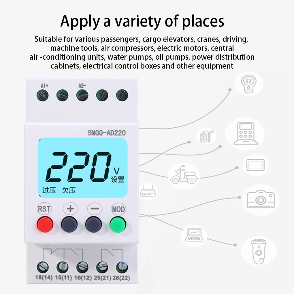 110-240V Relay Reusable Voltage Monitor LCD Digital Display Wear-resistant Protection Relays Plastic Overvoltage Meter
110-240V Relay Reusable Voltage Monitor LCD Digital Display Wear-resistant Protection Relays Plastic Overvoltage Meter