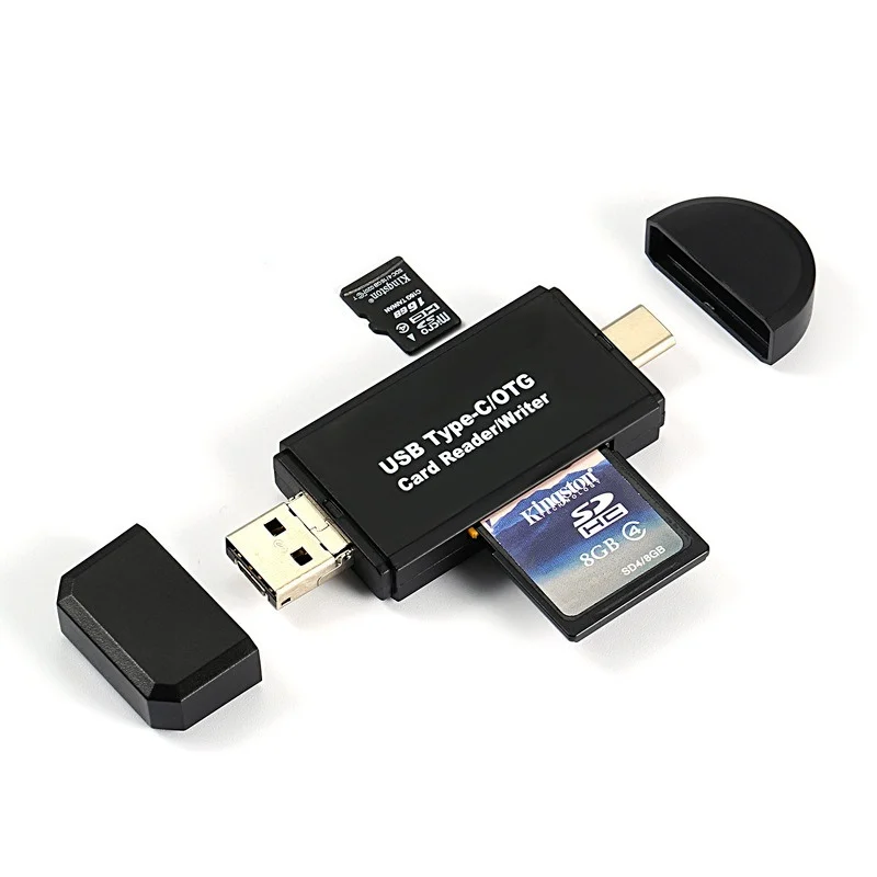 

Type C & micro USB & USB 3 In 1 OTG 2.0 Card Reader High-speed Universal OTG TF/SD for Laptop Phone Extension Headers Cardreader