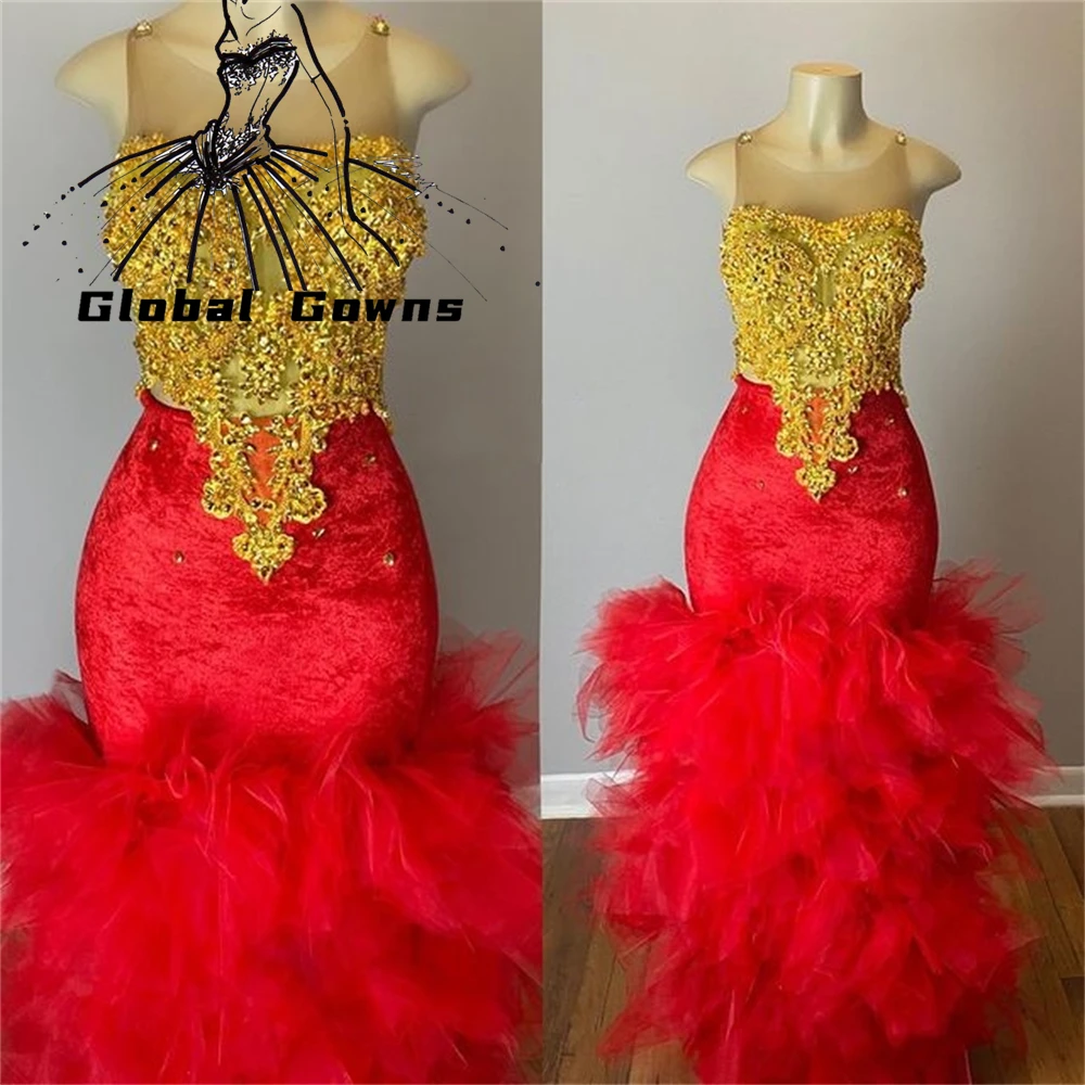 O Neck Long Prom Dress For Black Girls Appliques Birthday Party Gowns Ruffles Graduation Gown Mermaid Robe De Bal
O Neck Long Prom Dress For Black Girls Appliques Birthday Party Gowns Ruffles Graduation Gown Mermaid Robe De Bal