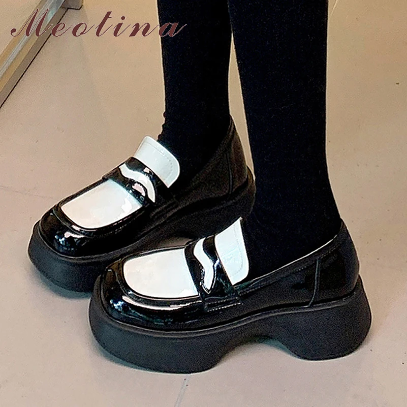 Женские лоферы из натуральной кожи Meotina, весенние белые туфли-лодочки на платформе и толстом высоком каблуке, с круглым носком, разные цвета
Женские лоферы из натуральной кожи Meotina, весенние белые туфли-лодочки на платформе и толстом высоком каблуке, с круглым носком, разные цвета