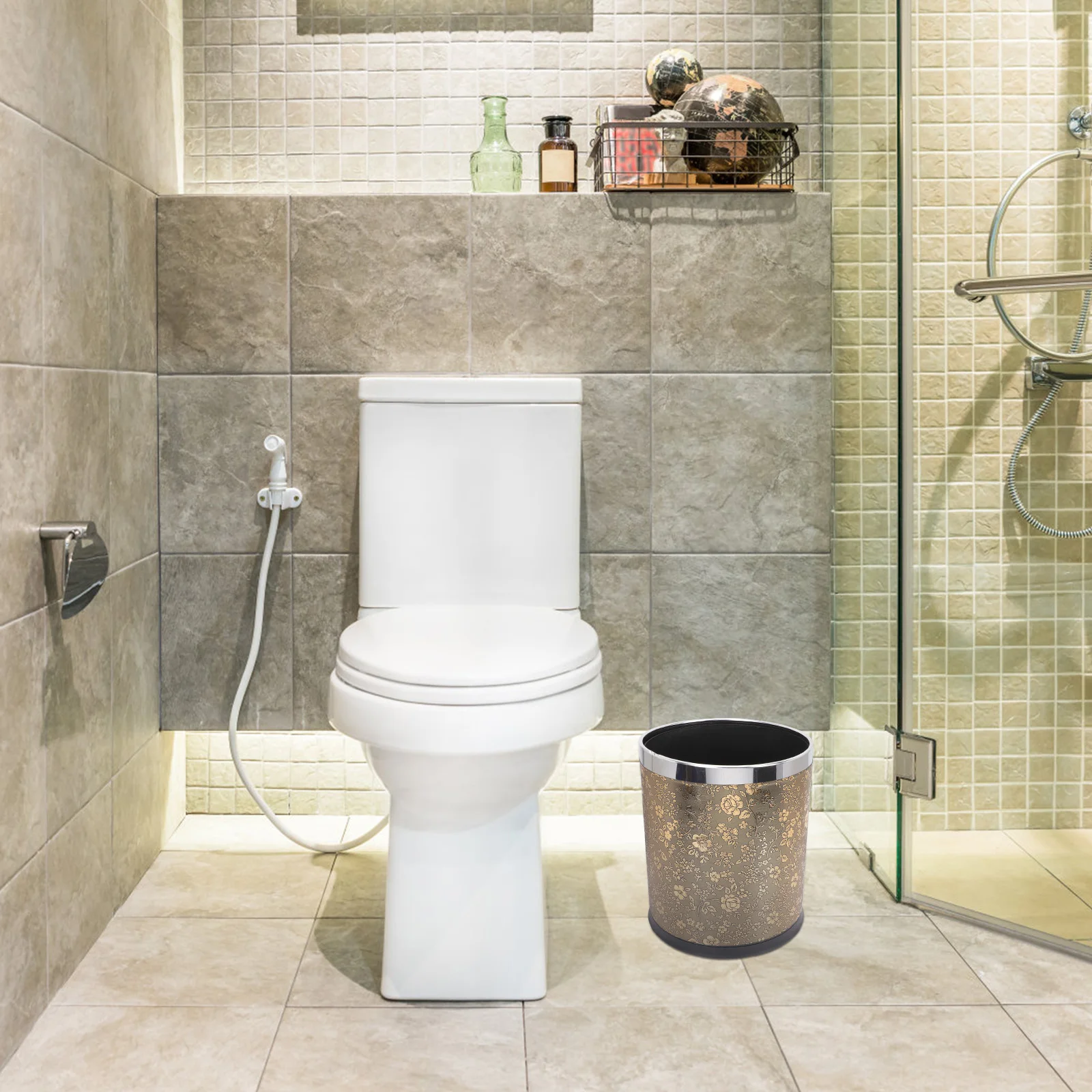 Trash Can Bin Waste Garbage Container Bathroom Basket Kitchen Bedroom Wastebasket Office Gold Accessories Paper Rubbish Round
Trash Can Bin Waste Garbage Container Bathroom Basket Kitchen Bedroom Wastebasket Office Gold Accessories Paper Rubbish Round