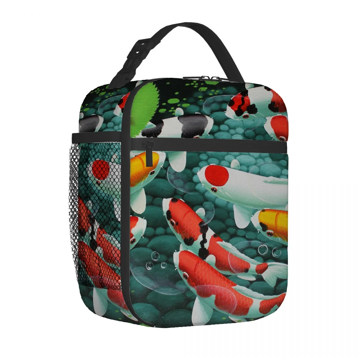 

carp ink koi Pattern Portable Aluminum Foil Thickened Insulated Insulated Lunch Bag Waterproof Insulated Lunch Tote Bag