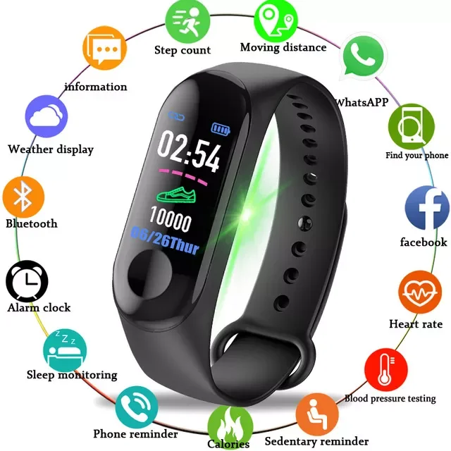 M3 Sport Smart Watch Men Women Smart Band Bracelet Heart Rate Monitor Waterproof Smart Wristband Smartband Fitness Tracker Watch
M3 Sport Smart Watch Men Women Smart Band Bracelet Heart Rate Monitor Waterproof Smart Wristband Smartband Fitness Tracker Watch