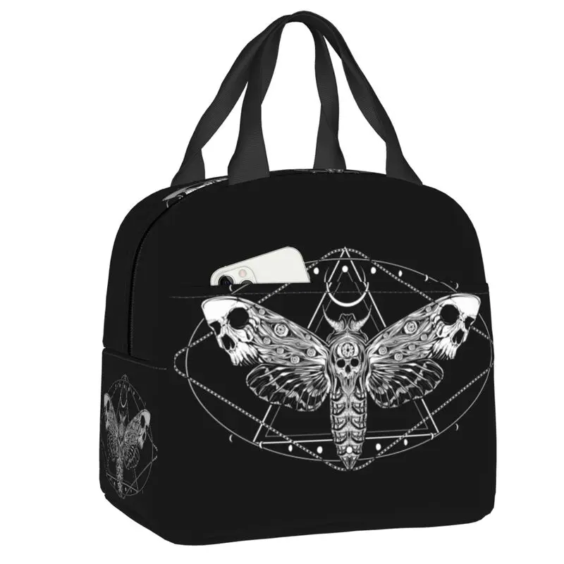 

Surreal Death Moth Insulated Lunch Bag for School Office Gothic Bee Skull Resuable Thermal Cooler Lunch Box Women Kids