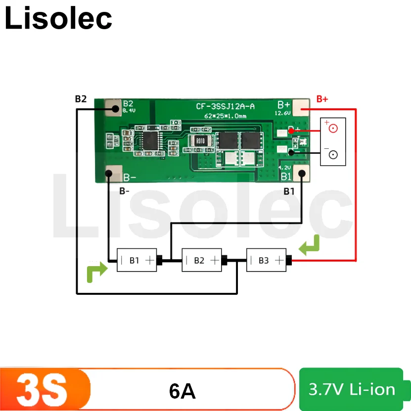 3S 6A 18650 Charge Board Protection Board BMS with Overcharge Over-discharge Protect for Drill Motor 11.1V 12.6V Battery
3S 6A 18650 Charge Board Protection Board BMS with Overcharge Over-discharge Protect for Drill Motor 11.1V 12.6V Battery
