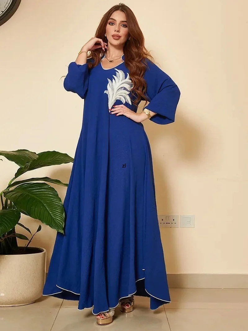 Spring New Appliques Pleated Long A-Line Dresses For Women's Clothing Solid Color Irregular Hem Fashion Muslim Abaya Ramadan
Spring New Appliques Pleated Long A-Line Dresses For Women's Clothing Solid Color Irregular Hem Fashion Muslim Abaya Ramadan