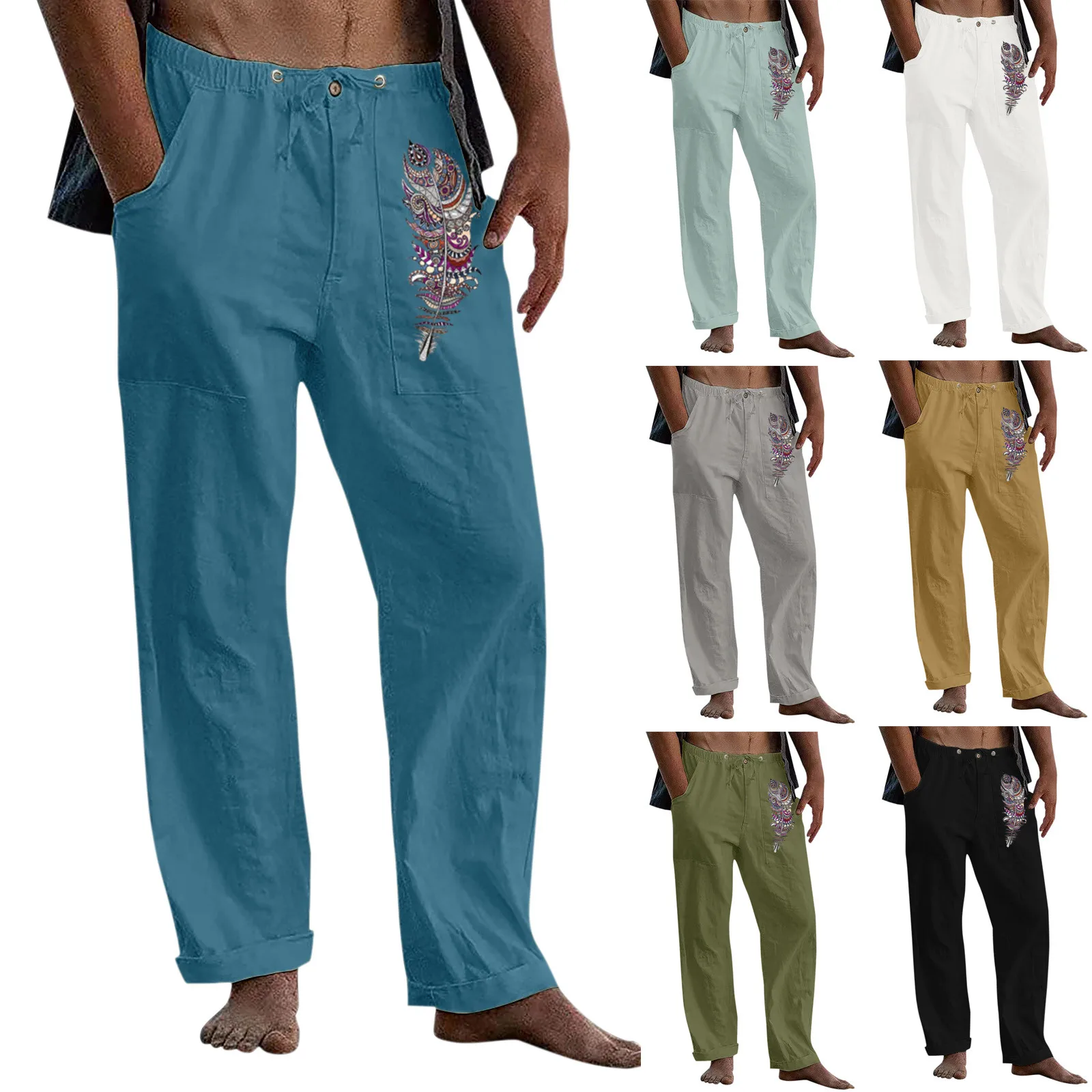 Cotton Linen Pants For Men Summer Elastic Waist Drawstring Hip Hop Solid Loose Trousers Casual Workwear Pants Feather Vintage
Cotton Linen Pants For Men Summer Elastic Waist Drawstring Hip Hop Solid Loose Trousers Casual Workwear Pants Feather Vintage