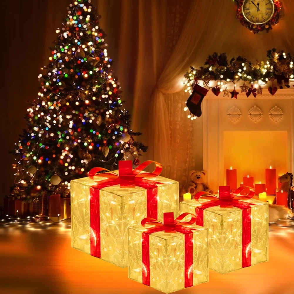 LED Christmas Decor Gift Box with Bow Xmas Tree Ornament Under Tree Decor Tree Skirt Ornament Battery Box Indoor Outdoor Use
LED Christmas Decor Gift Box with Bow Xmas Tree Ornament Under Tree Decor Tree Skirt Ornament Battery Box Indoor Outdoor Use