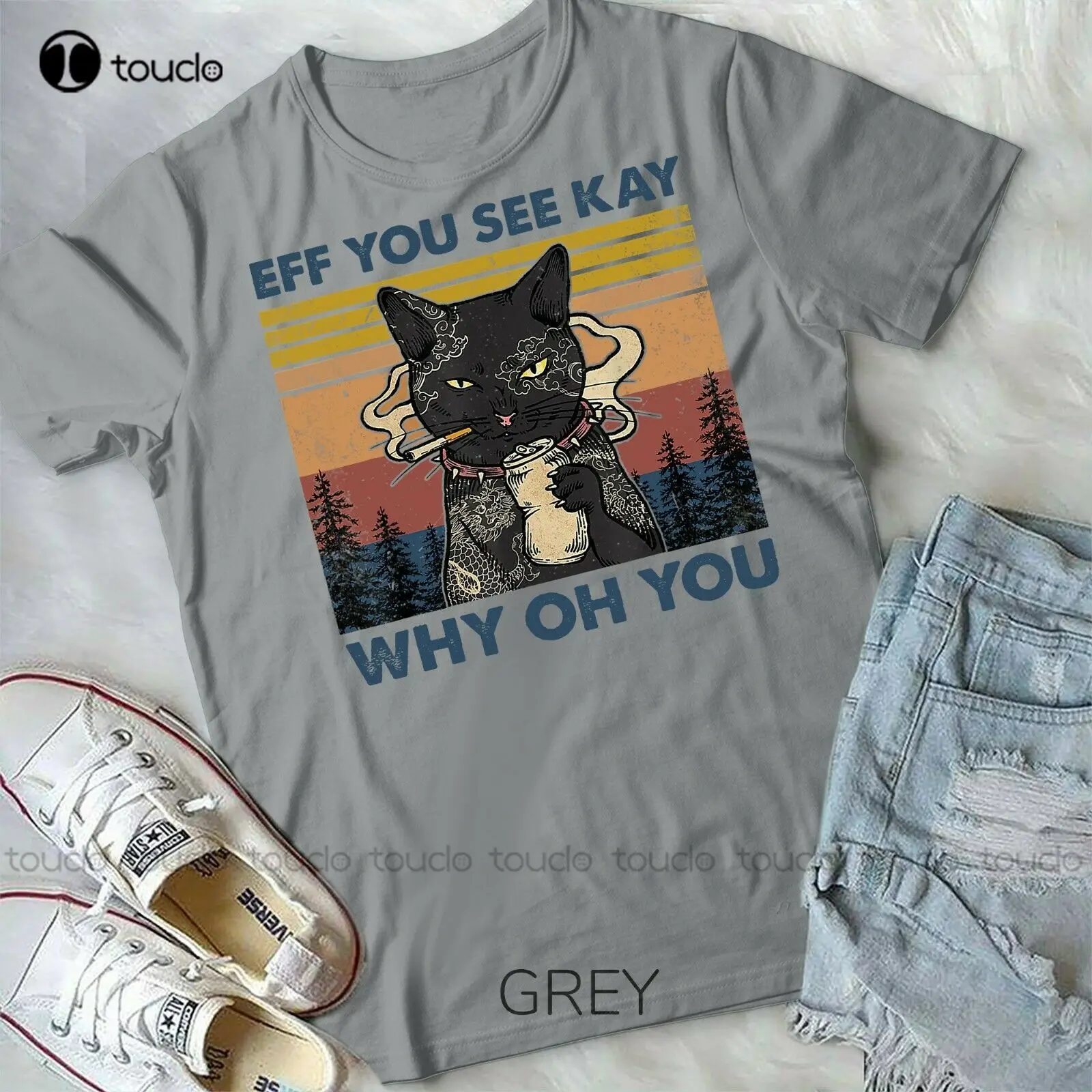 

Забавная черная футболка с котом с надписью fufujin See Kay Why Oh You, забавная форма унисекс, смешные футболки для мужчин, взрослый юмор, Новинка