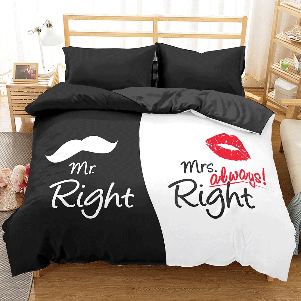 Lover Couples King Queen Duvet Cover Black and White Printed Bedding Set for Valentine's Day Bedroom Decor Quilt Cover
Lover Couples King Queen Duvet Cover Black and White Printed Bedding Set for Valentine's Day Bedroom Decor Quilt Cover