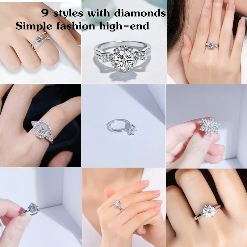 Fanualoli S925 Diamond Ring Crystal Moissanite rings for women korean fashion jewelry high-end birthday gift Adjustable Opening 
Fanualoli S925 Diamond Ring Crystal Moissanite rings for women korean fashion jewelry high-end birthday gift Adjustable Opening