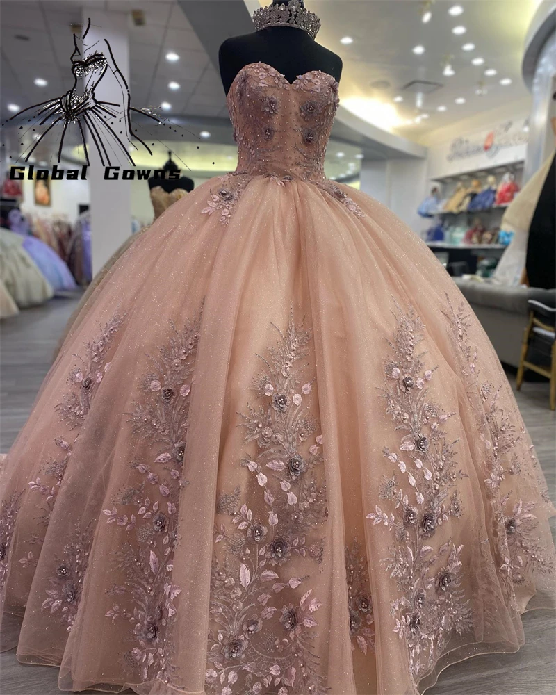 

Бальное платье принцессы с сердечком, платье для Quinceanera, платья для вечеринки на день рождения с аппликацией из бисера, платья для выпускног...