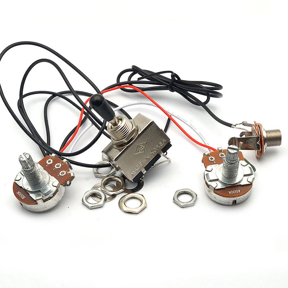 Electric Guitar Wiring Harness Kit 3 Way Toggle Switch 1 Volume 1 Tone 500K Pots Musical Instruments Guitar Accessories
Electric Guitar Wiring Harness Kit 3 Way Toggle Switch 1 Volume 1 Tone 500K Pots Musical Instruments Guitar Accessories