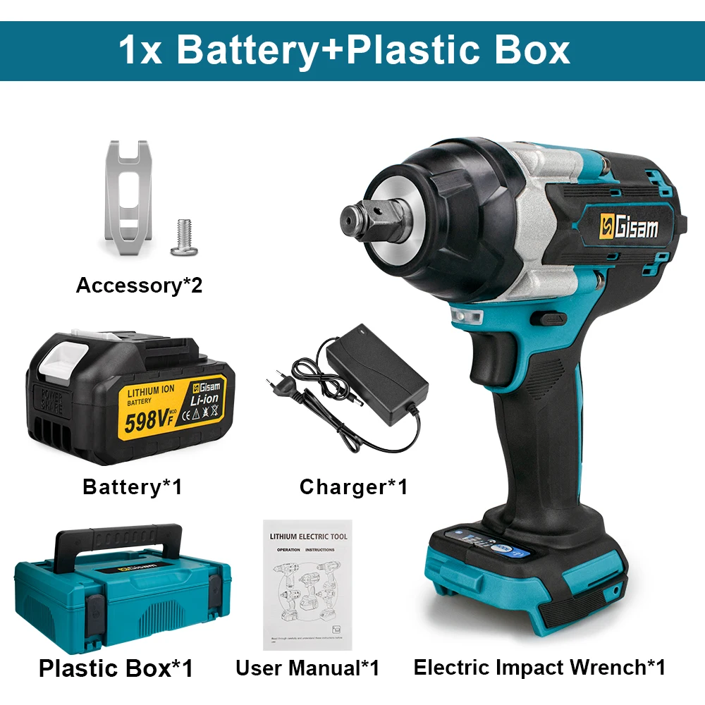 Аккумуляторный ударный гайковерт Gisam 1800N.M для Makita 18 В
Аккумуляторный ударный гайковерт Gisam 1800N.M для Makita 18 В