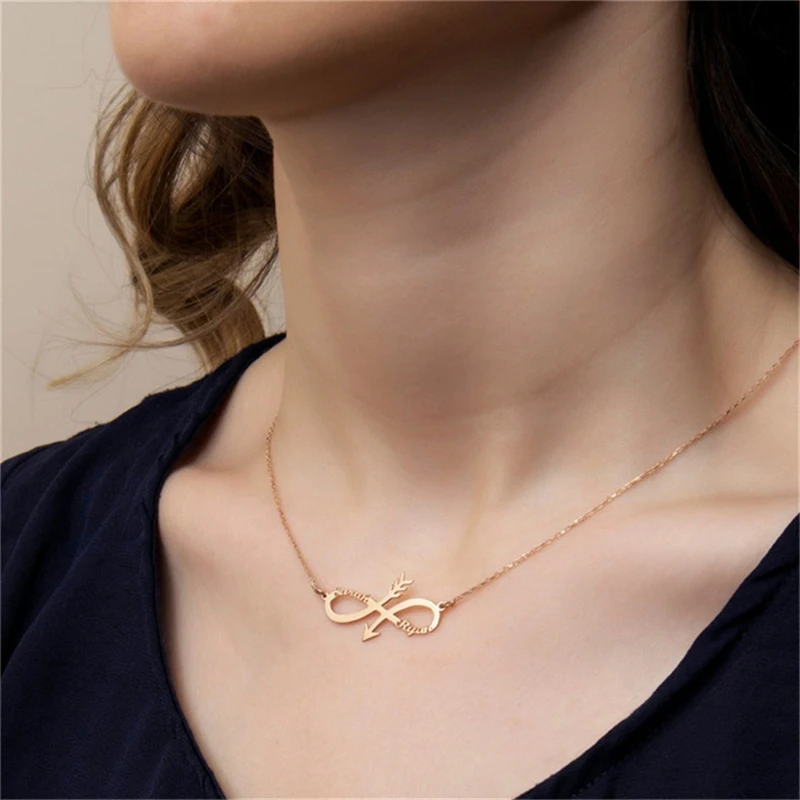 

Cupid's Arrow Love Handmade Custom Name Necklace Fashion Double Name Necklace Women's Jewelry for Girlfriend Party Gift Pendant