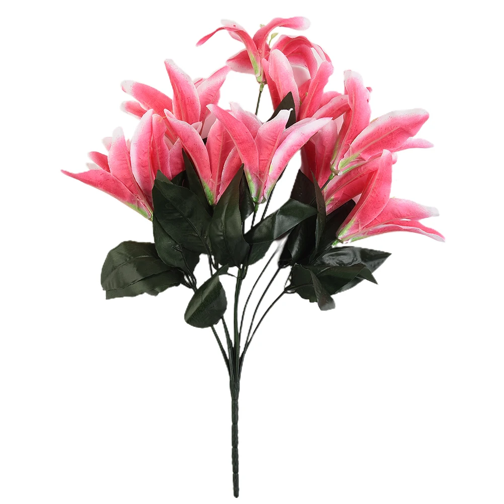 

Lily Artificial Flower Bouquet Decor Fake Floral Home 10 Heads 45cm 5 Colours Beautiful Lillies Silk + Plastic