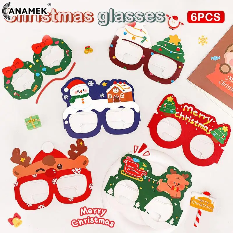 6 шт. рождественские украшения, Бумажные очки с Санта-Клаусом, снеговиком, реквизит для фотобудки, Детские фотоочки с рождественскими и новогодними фотографиями 
6 шт. рождественские украшения, Бумажные очки с Санта-Клаусом, снеговиком, реквизит для фотобудки, Детские фотоочки с рождественскими и новогодними фотографиями
