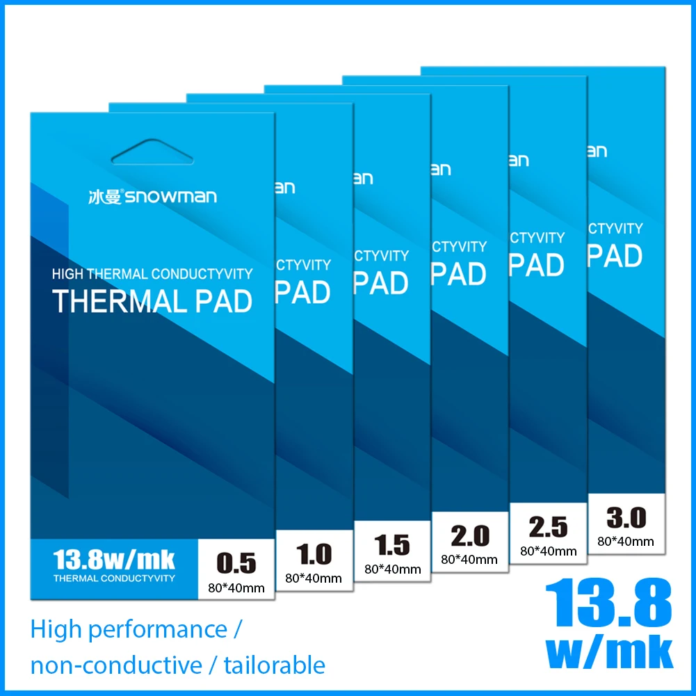 Multiple Sizes CPU/GPU Thermal Pad 13.8W/MK for Laptop Video Card Heat Dissipation Motherboard Silicone Grease Pads
Multiple Sizes CPU/GPU Thermal Pad 13.8W/MK for Laptop Video Card Heat Dissipation Motherboard Silicone Grease Pads