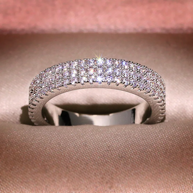 Classic 3 Rows Promise Ring Silver Color Pave AAAAA Cubic Zircon Wedding Band Rings for Women Bridal Statement Jewelry
Classic 3 Rows Promise Ring Silver Color Pave AAAAA Cubic Zircon Wedding Band Rings for Women Bridal Statement Jewelry