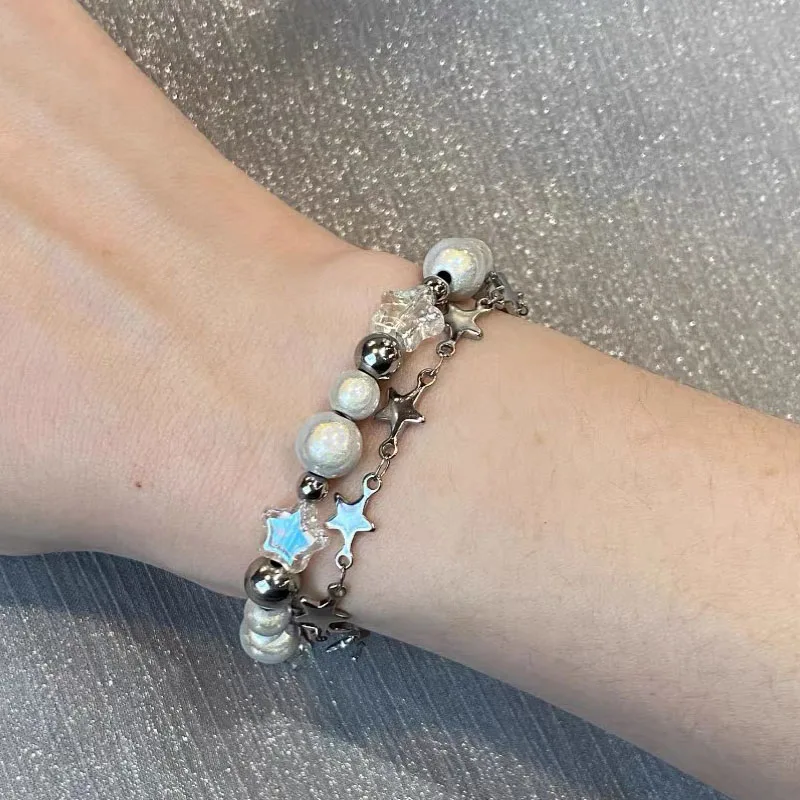 Vintage Double Layer Chain Beaded Bracelet for Women Harajuku Crystal Aesthetic Charm Star Pentagram Pearl Bracelet Jewelry Gift
Vintage Double Layer Chain Beaded Bracelet for Women Harajuku Crystal Aesthetic Charm Star Pentagram Pearl Bracelet Jewelry Gift