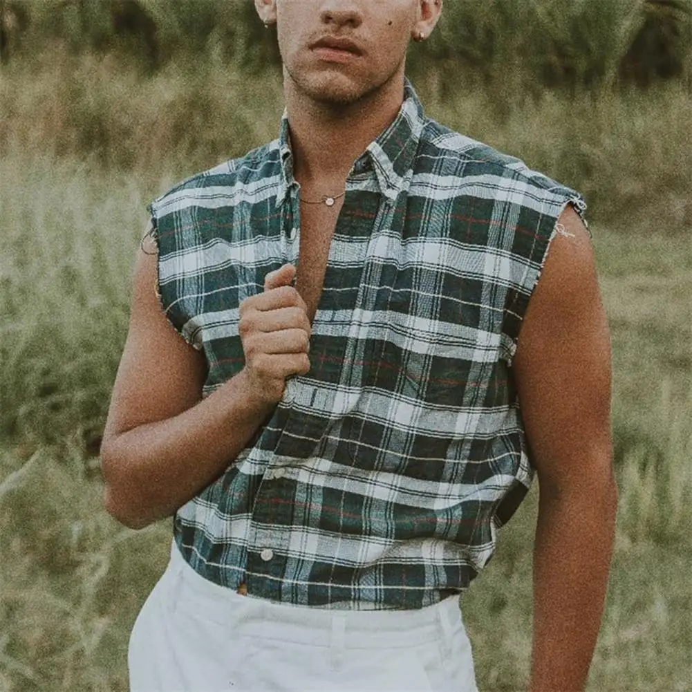 Hot!Men Shirt Plus Size Soft Breathable Colorfast Simple Sleeveless Plaid Print Single-breasted Summer Shirt Men Clothes
Hot!Men Shirt Plus Size Soft Breathable Colorfast Simple Sleeveless Plaid Print Single-breasted Summer Shirt Men Clothes