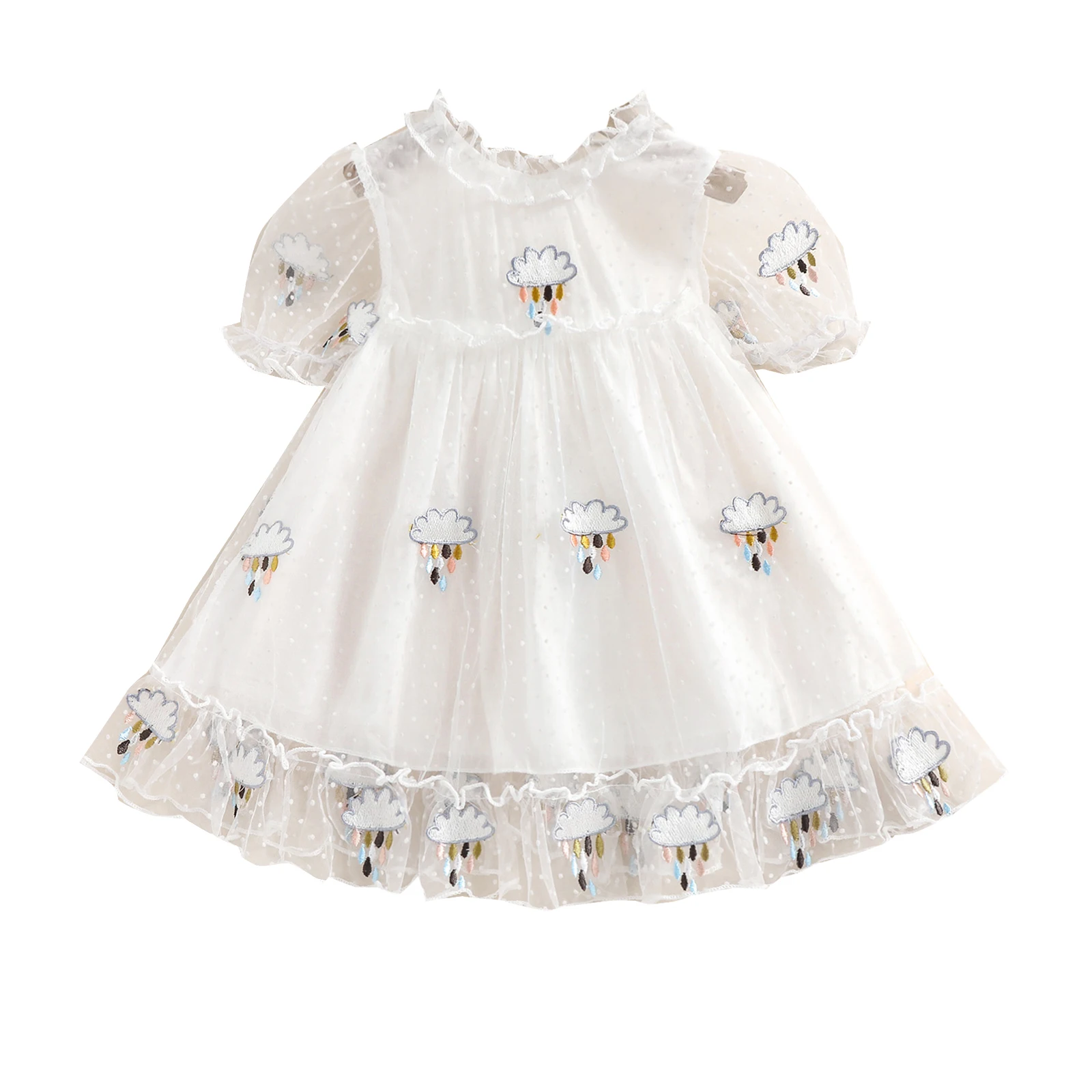 Lovely Baby Girl Dress Summer Cotton Toddler Kid Embroidered Rainy Cloud Pattern Puff Short Sleeve Ruffle Tulle Princess Dresses
Lovely Baby Girl Dress Summer Cotton Toddler Kid Embroidered Rainy Cloud Pattern Puff Short Sleeve Ruffle Tulle Princess Dresses