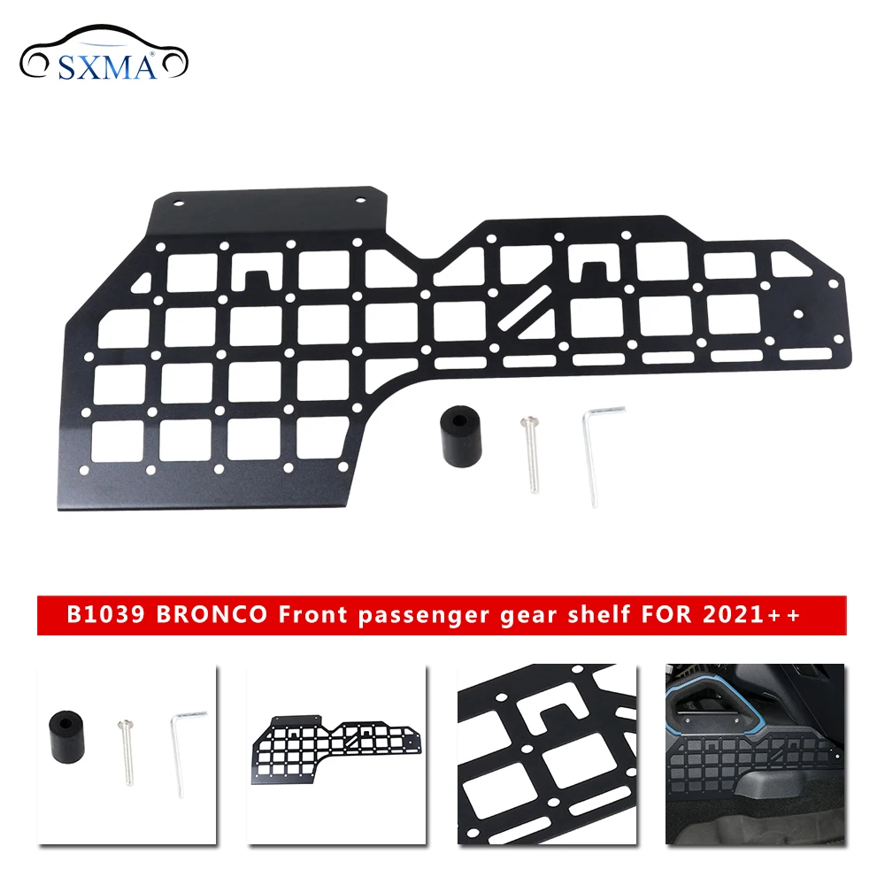 SXMA Gear shifter storage panel co-pilot Organizer Rack Shelf Box Stowage Panel Board Black Steel for 2020++ Ford Bronco
SXMA Gear shifter storage panel co-pilot Organizer Rack Shelf Box Stowage Panel Board Black Steel for 2020++ Ford Bronco