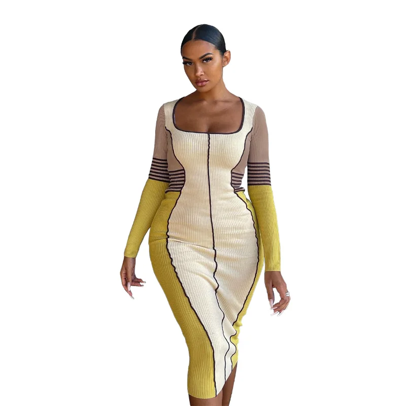 Women Autumn Winter Midi Dress 2022 Casual Slim Office Ladies Dress Retro Elegant Square Collar Long Sleeve Party Dresses 
Women Autumn Winter Midi Dress 2022 Casual Slim Office Ladies Dress Retro Elegant Square Collar Long Sleeve Party Dresses