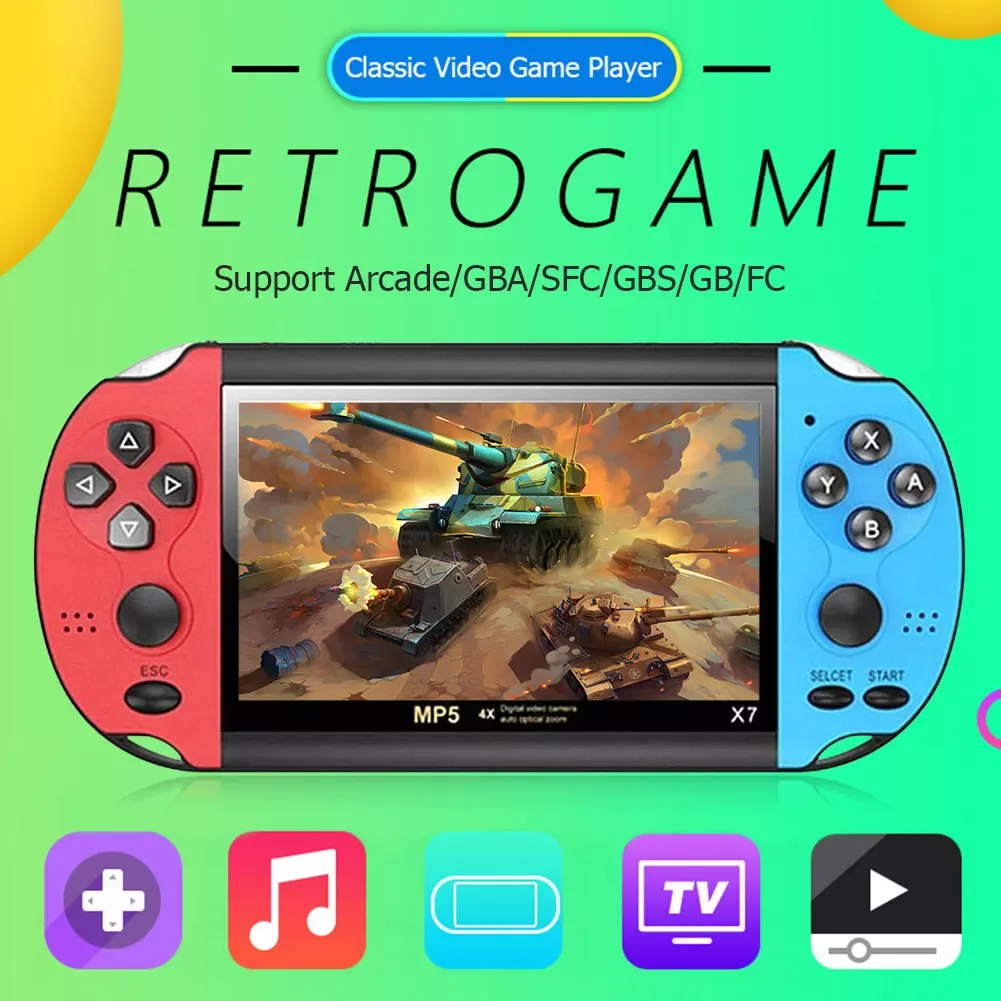 

NEW2023 Pocket Game Console X7 3000 Classic Games 8GB AV TV Out Portable MP3 MP4 Player Dustproof Portable Carrying Decor