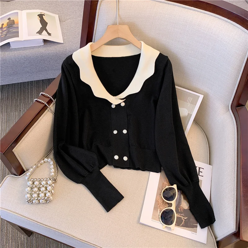 double-breasted Knitted Sweater Cardigan Women Korean Vintage Contrast Color Knitwear Long Sleeve V-neck Chic Ladies Jumper Top
double-breasted Knitted Sweater Cardigan Women Korean Vintage Contrast Color Knitwear Long Sleeve V-neck Chic Ladies Jumper Top