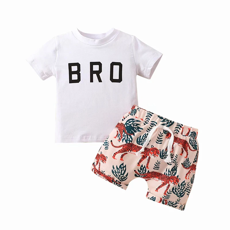 Infant Boys Two-piece Pants Suit White Letters T-shirt Tops Tiger Leaves Print Drawstring Shorts Summer Clothes Outfit 0-24M
Infant Boys Two-piece Pants Suit White Letters T-shirt Tops Tiger Leaves Print Drawstring Shorts Summer Clothes Outfit 0-24M