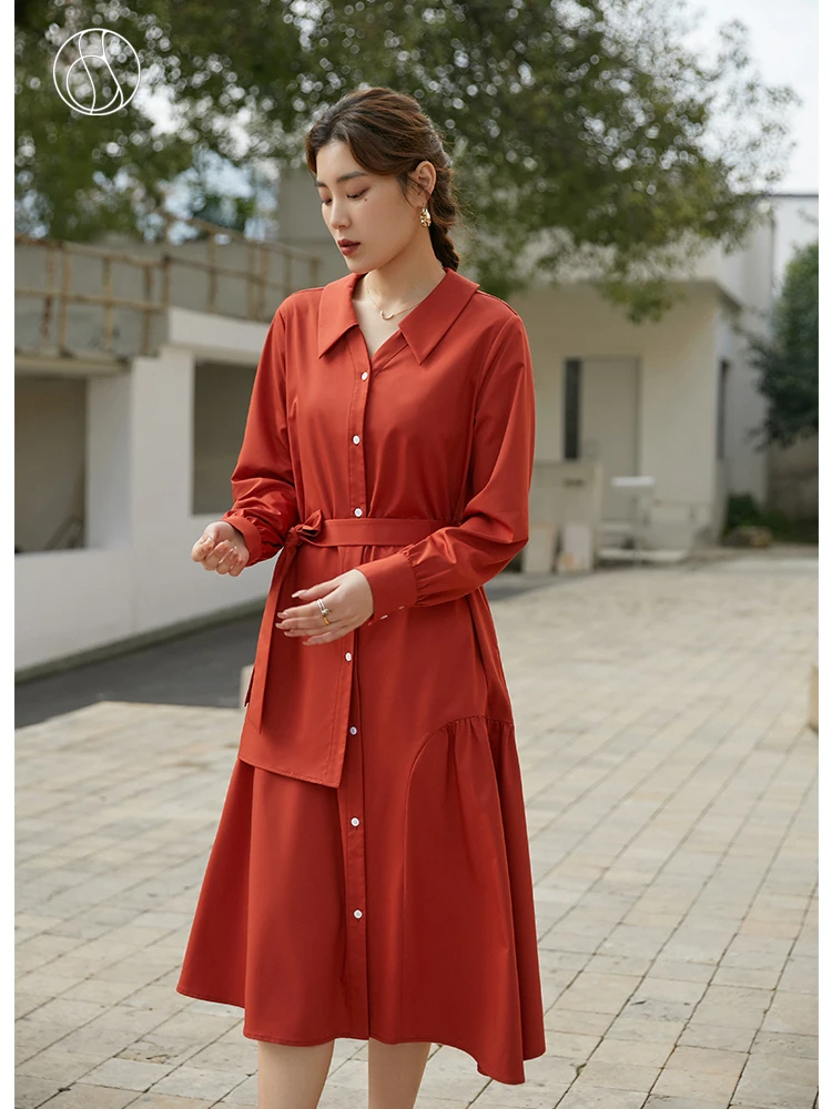 DUSHU Slightly Fat Lady Polo Collar Full Regular Sleeve Dress Belt Design Mid-Calf A-LINE Skirt Office Lady Solid Shirt Dresses
DUSHU Slightly Fat Lady Polo Collar Full Regular Sleeve Dress Belt Design Mid-Calf A-LINE Skirt Office Lady Solid Shirt Dresses