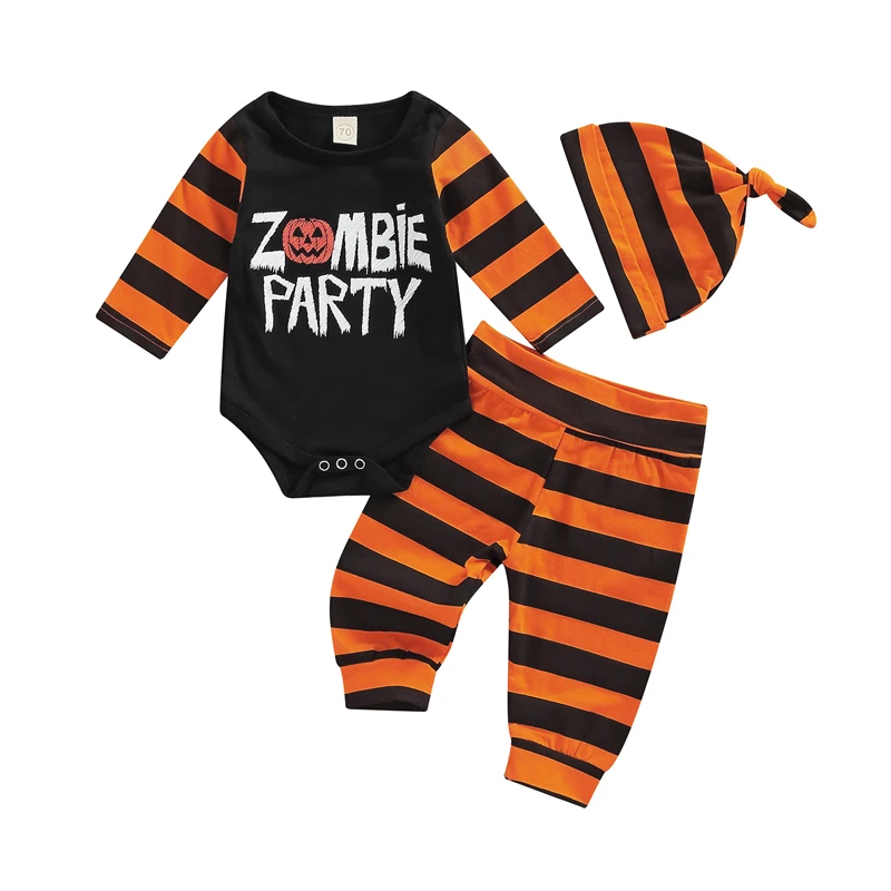 3Pcs Baby Halloween Outfits Long Sleeve Pumpkin Letter Print Romper + Pants + Hat Clothing Set
3Pcs Baby Halloween Outfits Long Sleeve Pumpkin Letter Print Romper + Pants + Hat Clothing Set