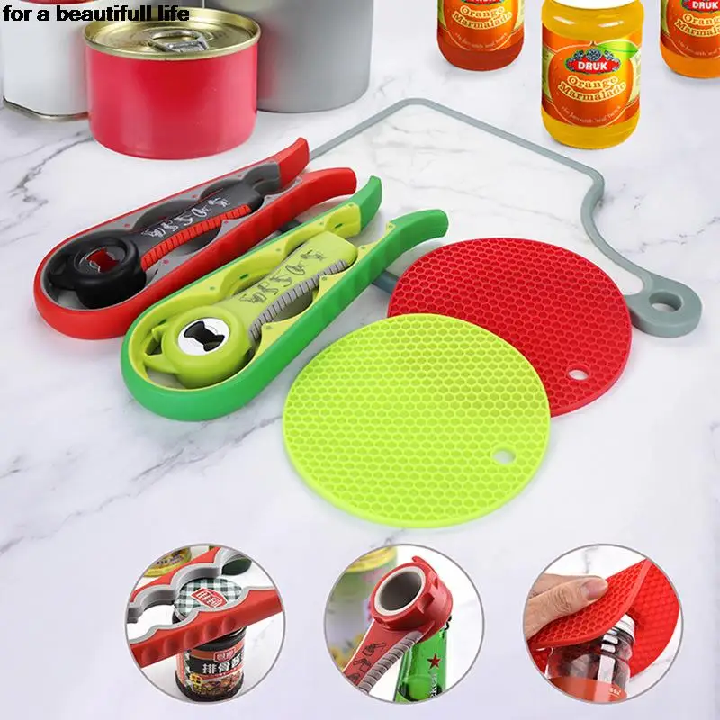Bottle Opener Set Multifunctional 5-in-1 Bottle Opener Jar Lids Opener, 4-in-1 Jar Opener and Non Slip Lids Opener Gripper
Bottle Opener Set Multifunctional 5-in-1 Bottle Opener Jar Lids Opener, 4-in-1 Jar Opener and Non Slip Lids Opener Gripper