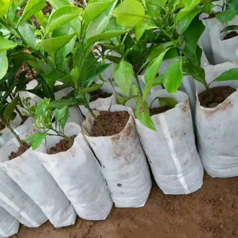 

100Pcs Biodegradable Planting Pots Planter Eco-Friendly Ventilate Bag Nonwoven Fabric Nursery Plant Grow Bags Seedling/Growing