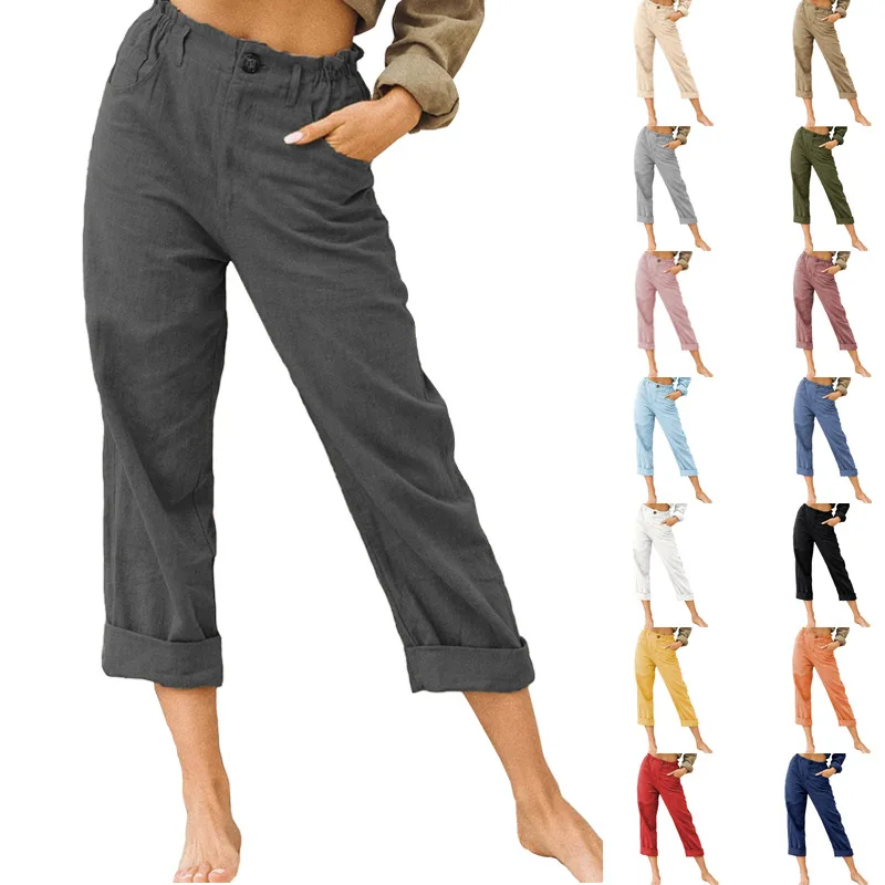 2023 New Women's Trousers Solid Color Cotton and Linen Fashion Loose High Waist Casual and Comfortable Ankle-Length Pants
2023 New Women's Trousers Solid Color Cotton and Linen Fashion Loose High Waist Casual and Comfortable Ankle-Length Pants