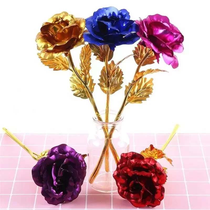 

1pcs Rose Flower 24K Gold Foil Rose Flower Gold-Plated Rose Decorative Best Rose Bouquet Gift For Valentine'S Day