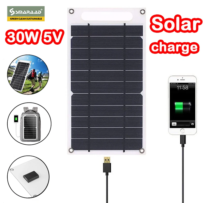 30W 5V High Power Solar Panel USB Waterproof Outdoor Hiking Camping Portable Battery Solar Charger Board for Phone Power
30W 5V High Power Solar Panel USB Waterproof Outdoor Hiking Camping Portable Battery Solar Charger Board for Phone Power