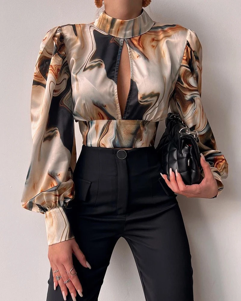 Spring Sexy Hollow Out Backless Printing Tees Ladies Fashion Chiffon Lantern Sleeve Bandage Blouses
Spring Sexy Hollow Out Backless Printing Tees Ladies Fashion Chiffon Lantern Sleeve Bandage Blouses