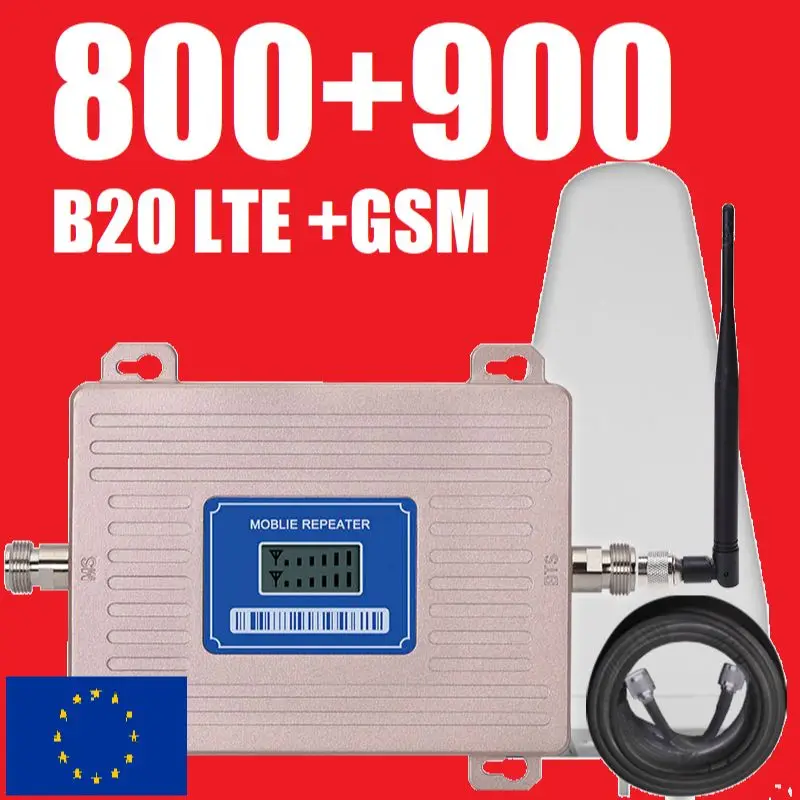 LOW LOWEST Price Cost 70dB LTE Band 20 800 B20 GSM 900 4G 3G 2G dualband Cellular Signal Repeater Amplifier Booster for Europe | Мобильные