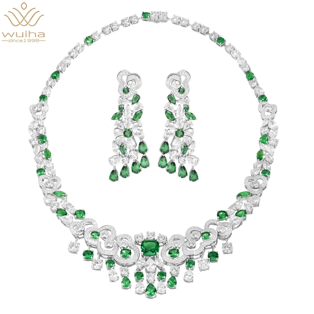 WUIHA Vintage Solid 925 Sterling Silver Created Moissanite Emerald Gemstone Earrings/Necklace Jewelry Set for Women Fine Jewelry
WUIHA Vintage Solid 925 Sterling Silver Created Moissanite Emerald Gemstone Earrings/Necklace Jewelry Set for Women Fine Jewelry