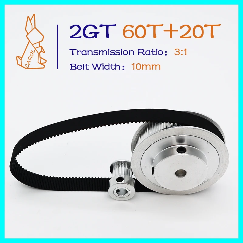 

GT2 Timing Belt Pulley Kit Reduction 3:1 60Teeth 20Teeth Belt Width 10mm 2GT Synchronous Wheel 3D Printer Parts Belt Kit 60T 20T