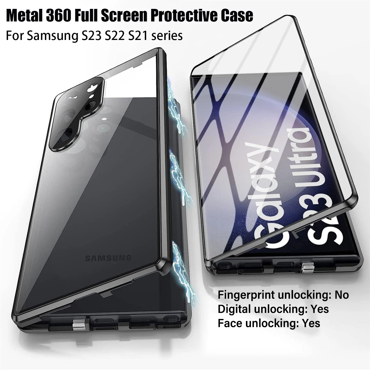 For Samsung Galaxy S21 S22 S23 Ultra Case Metal Alloy Magnetic 360° Full Surround Screen HD Anti Peeping Glass Protection Cover
For Samsung Galaxy S21 S22 S23 Ultra Case Metal Alloy Magnetic 360° Full Surround Screen HD Anti Peeping Glass Protection Cover
