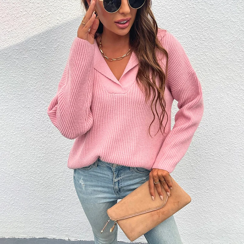 Women's suit collar thickened pullover sweater women's autumn and winter new knitwear
Women's suit collar thickened pullover sweater women's autumn and winter new knitwear