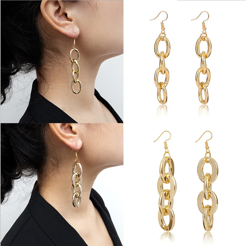 

1Pair Acrylic Chunky Chain Long Earrings For Women Statement Punk Big Link Chain Drop Earring Brincos Pendientes 3 Color